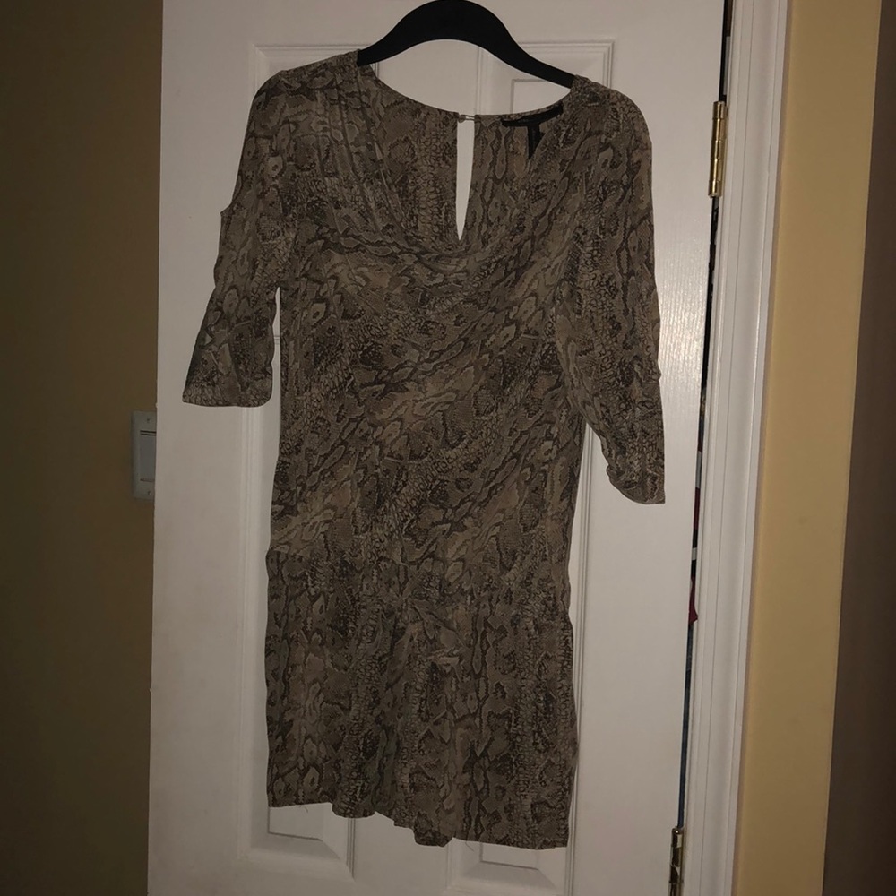 BCBG SILK SNAKESKIN PRINT ROMPER